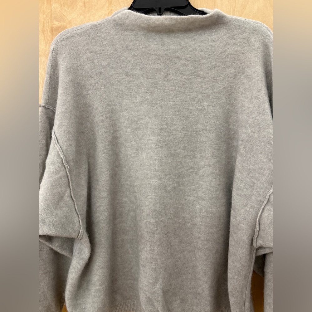 Free People Wool Blend Relaxed Grey Raglan Sweater - Picture 8 of 13